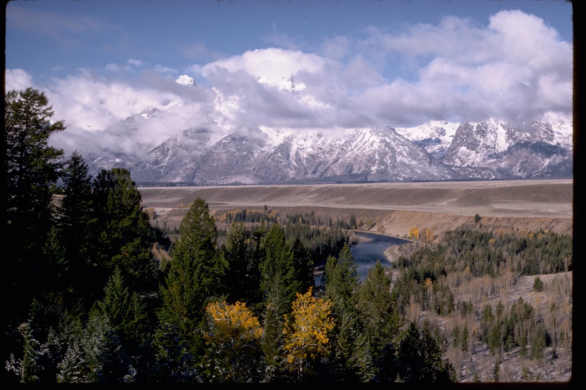 Snake River valley, forest, and the Teton Range